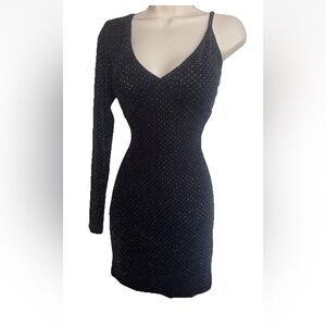 Elegant Black One-Shoulder Mini Dress Size Medium